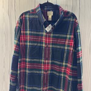 LL Bean Flannel Shirt Men's XXL 2XL  Tartan Checked Plaid Red Blue NEW